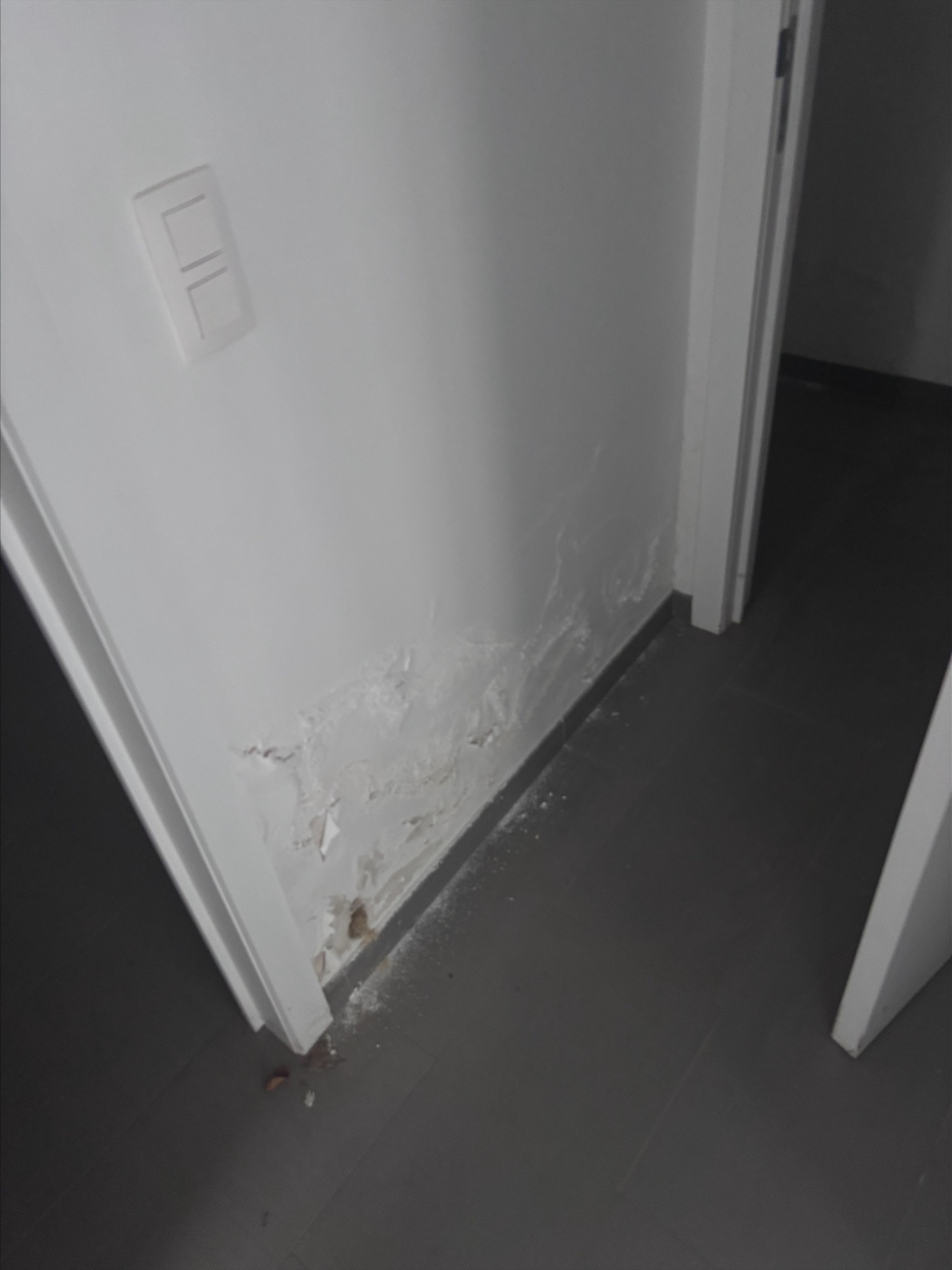 Loskomende pleister en vochtschade aan een binnenwand
